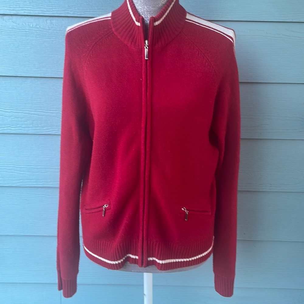 Cabi red and white sweater